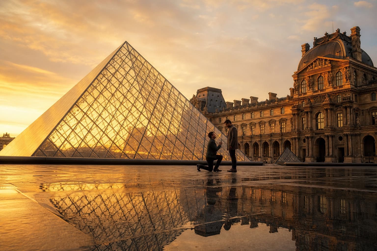 Louvre Courtyard Golden Hour