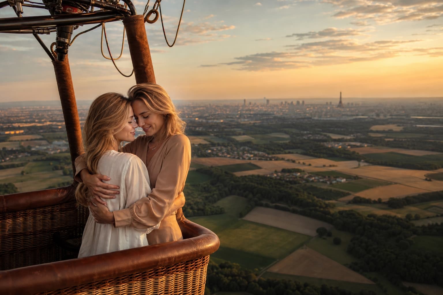 Hot Air Balloon Above Paris